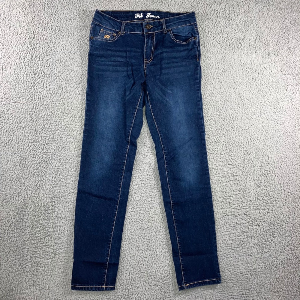 Fil Jeans Juniors 9 Skinny Mid Rise Dark Wash Denim Pants Preppy Casual School‎